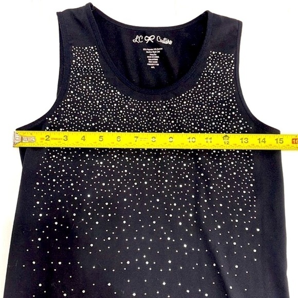 LC Couture Black Rhinestone Tank Top Size M/L - Picture 6 of 8